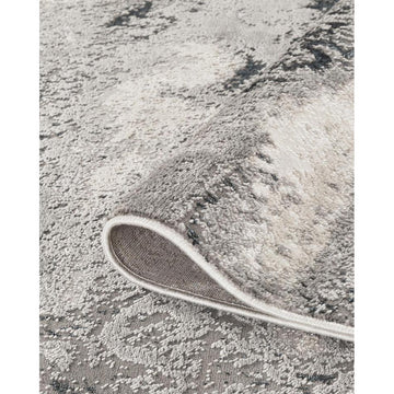 Elysium Mist ELY04 Modern Abstract Distressed Metallic Shimmer Soft Textured Velvet Touch Polyblend Low Profile Short Pile Steel Grey/Charcoal Grey/Pewter/Ash Grey/Ivory/Silver Sheen Runner-Desire Rugs-Rug Love - The Most Loved Rug Store